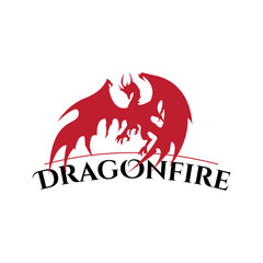 Emblem design letter dragon fire with color red