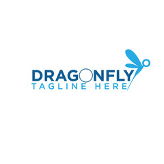 Dragon fly icon with typography letter dragon fly