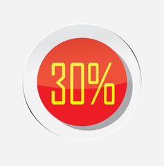 red circle icon discount up to 30% with a white background