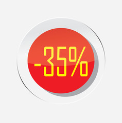 red circle icon discount up to 35% with a white background