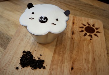Cute latte art in fancy mug - sheep mug
