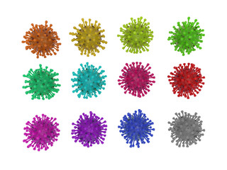 3d illustration of flu Covid-19 cell isolated on white with clipping path