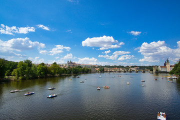 Obraz premium Prag Praha Prague Panorama River Fluss Skyline