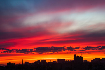 sunset over the city
