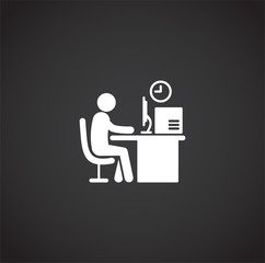 Businessman and computer related icon on background for graphic and web design. Creative illustration concept symbol for web or mobile app