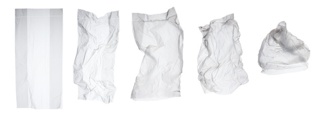 transparent polyethylene bags isolated on white background