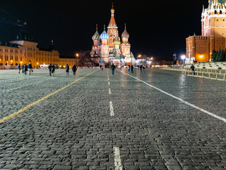 Obraz premium Red Square with Cathedral in Moscow at night