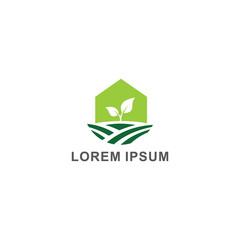 leaf hexagon logo garden design vector