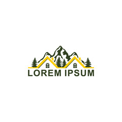 home and mountain logo template design vector modern