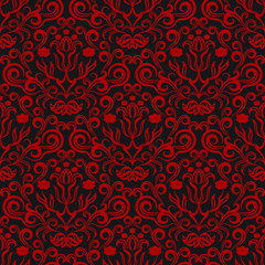 Classic luxury, seamless old-fashioned Damask red ornament, Royal Victorian seamless texture for Wallpaper, textiles, packaging