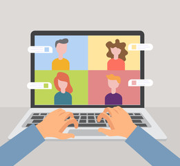 Smart working and video conference, vector illustration