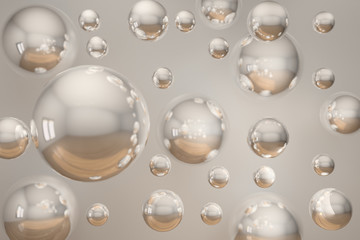 Bubble floating background, Concept image of ideas  for luxury and elegant advertisement, 3d illustration.