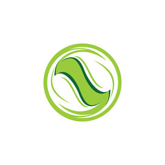 Abstract green leaf sphere logo. High quality eco vector template.