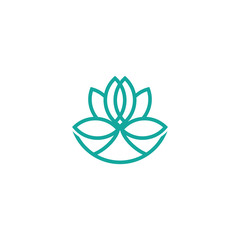 Vector logo design template and emblem made with leaves and flower - badge for yoga studios, holistic medicine centers, natural cosmetics, handcrafted jewelry and organic food products