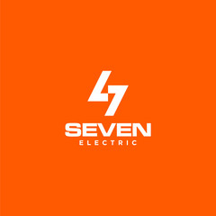 Modern and creative logo design lighting bolt, number 7 and letter S with clear background - EPS10 - Vector.