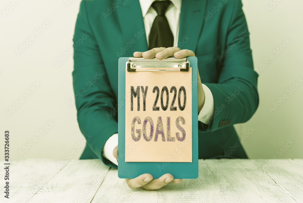 Poster conceptual hand writing showing my 2020 goals. concept meaning setting up personal goals or plans fo