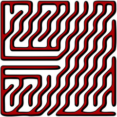 Red square maze(12x12) on a white background