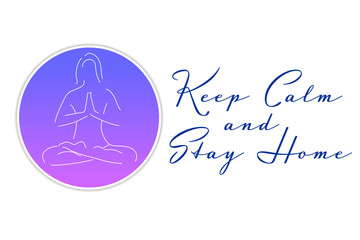Self quarantine and social distancing concept. Keep Calm and Stay home. COVID-19 coronavirus. Template for background, banner, poster with text inscription. Vector EPS10 illustration.