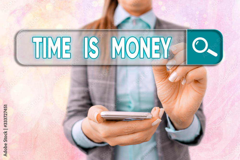 Poster text sign showing time is money. business photo text time is a valuable resource do things as quickl