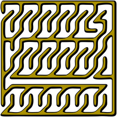 Yellow square maze(12x12) on a white background