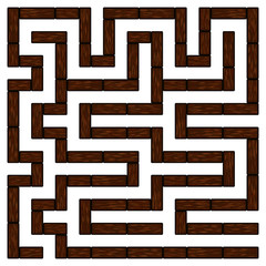 Wood square labyrinth 10x10 on a white background