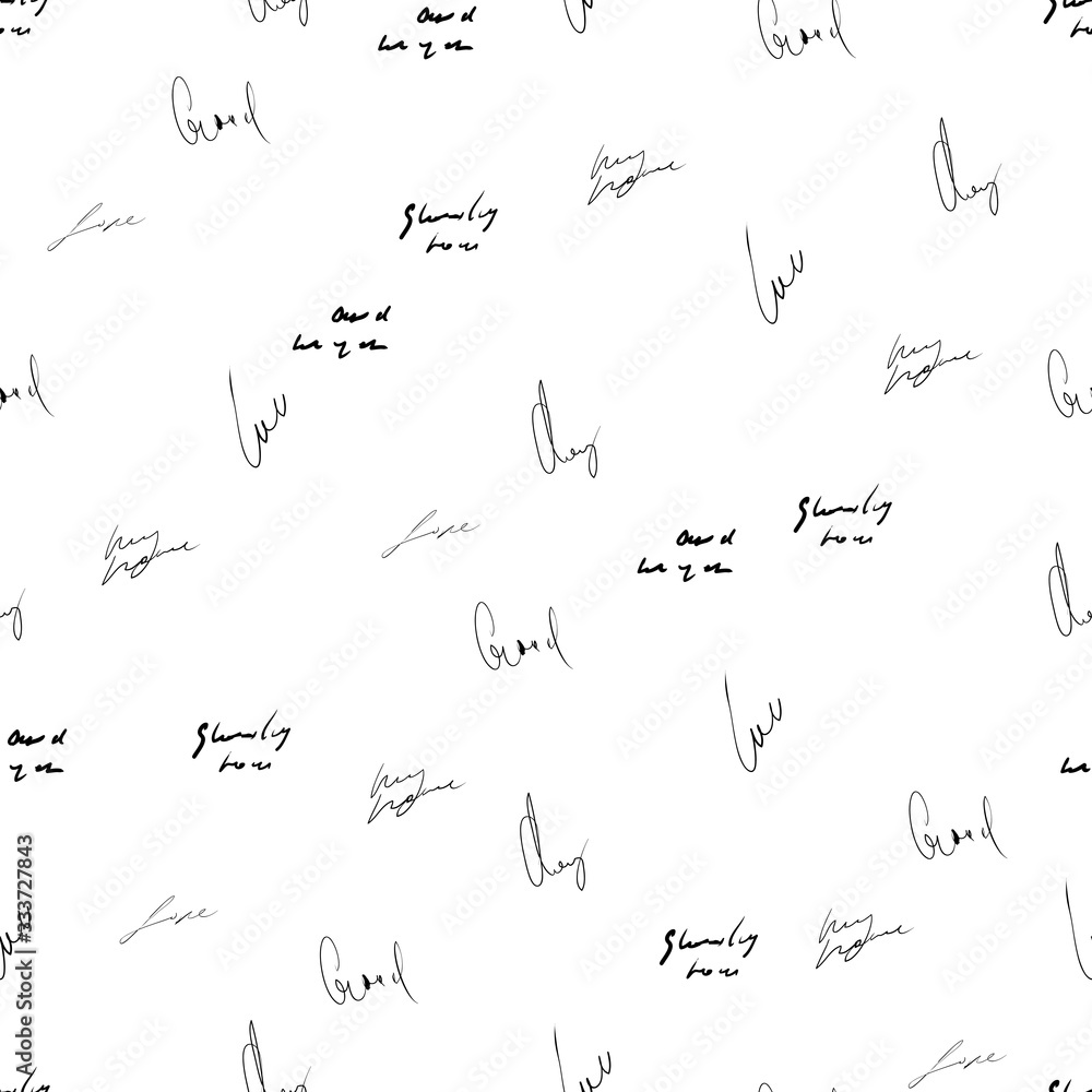 Poster seamless abstract text pattern. handwritten font on a white background. ink on paper