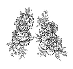 Lovely graphic flowers linear