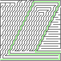 Black square maze(25x25) with help on a white background