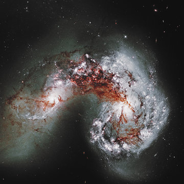 Antennae Galaxies NGC 4038, NGC 4039. Elements of this image furnished by NASA. Retouched image.