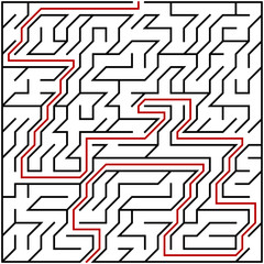 Black square maze(20x20) with help on a white background