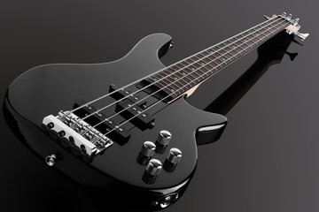 Bass guitar isolated on a black background