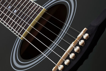 Guitar sound hole bridge and neck with selective focus