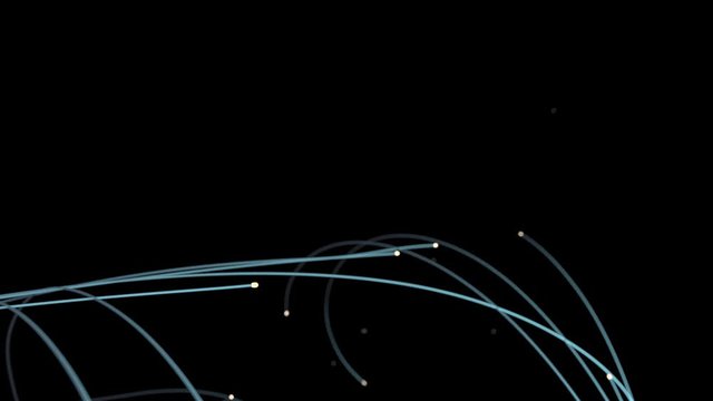 animated 3d particle trails emitting blue light 