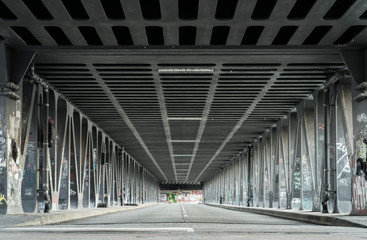 Steel construction bridge in Hamburg.