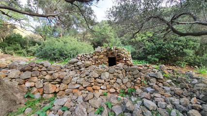 old stone wall of stones