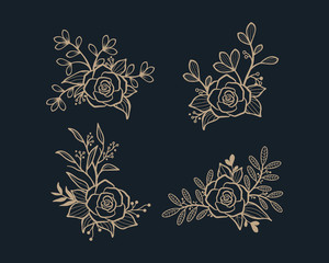 floral rose bouquet design set