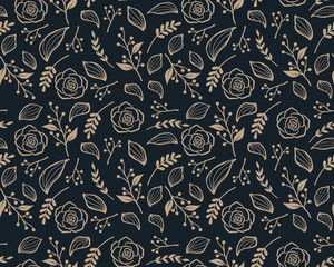 seamless pattern background with floral rose vector design