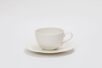 white cup for tea or coffee on a white background