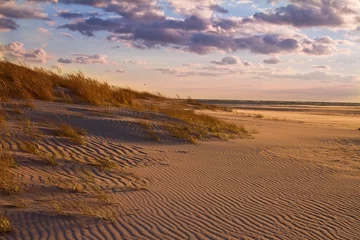 Fototapeten Strand Far Rockaway beach, sanddunes on beach, empty beach during sundown, beautiful beach in nature  © Rabanser