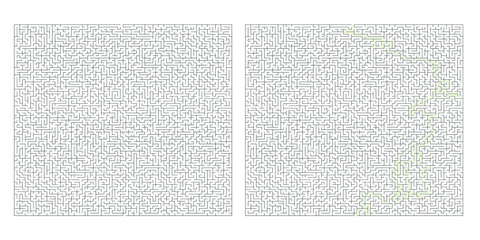 Huge 80x80 rectangular maze with solution
