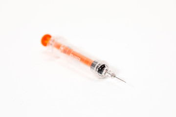 syringe for injection on a white background