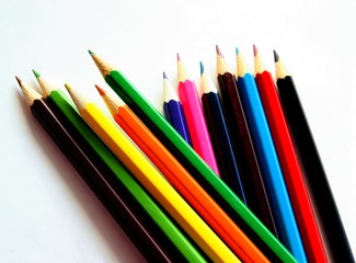 various multicolor pencils for drawing close up