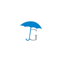 icon logo umbrella with letter g vector design	