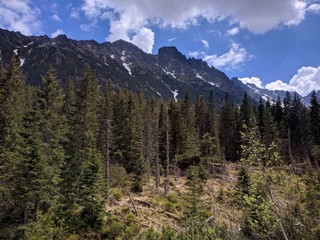 View on Rysy Mountains on a way to Morskie Oko Lake