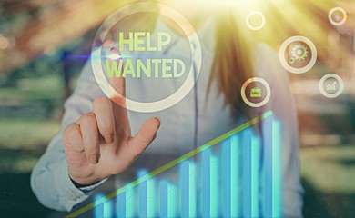 Word writing text Help Wanted. Business photo showcasing An ad in the paper an employer places to...