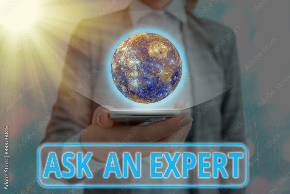 Aufkleber writing note showing ask an expert. business concept for consult someone who has skill about somethi