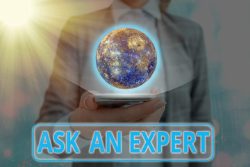 Writing note showing Ask An Expert. Business concept for consult someone who has skill about...
