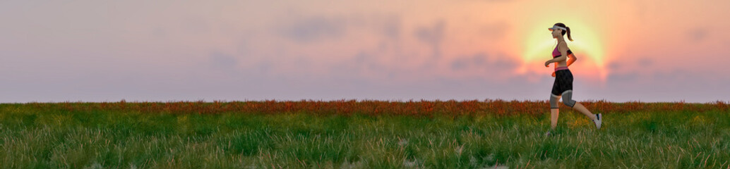 3d illustration, exercise and sunset © juanjo