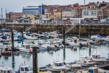 Fototapeta na wymiar View on the marin in Gijon city on the Biscay Bay coast, Spain