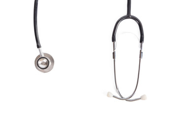 A stethoscope on a white background.
